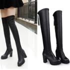 Faux-leather Block Heel Over-the-knee Boots
