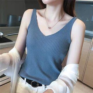 Ribbed Knit Camisole Top Coffee - 80 To 135