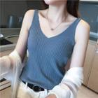 Ribbed Knit Camisole Top Coffee - 80 To 135