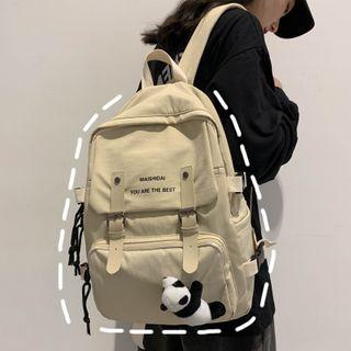 Lettering Plain Zip Backpack