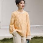 Contrast Trim Sweater Light Yellow - One Size