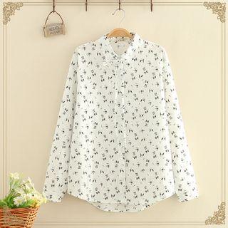 Cartoon Print Long-sleeve Shirt As Shown In Figure - One Size