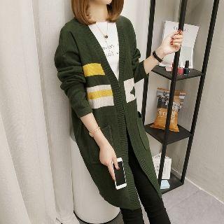 Long-sleeve Patterned Long Cardigan