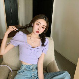 Bow Puff-sleeve Top