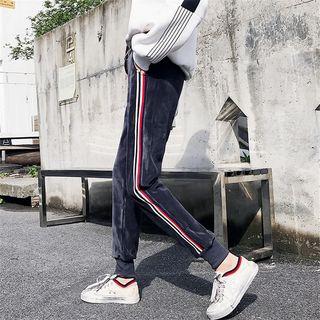 Contrast Trim Pleuche Sweatpants