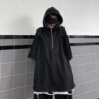 Elbow-sleeve Half-zip Hoodie