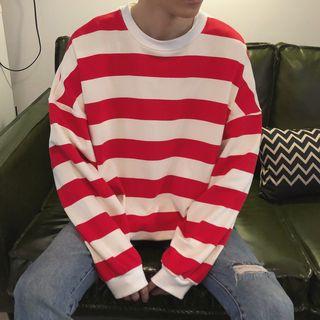 Striped Loose-fit Long Sleeve Sweatshirt