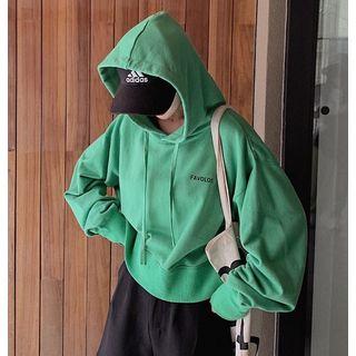Lettering Hooded Long-sleeve Oversize T-shirt