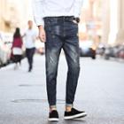 Distressed Drop Crotch Slim-fit Jeans