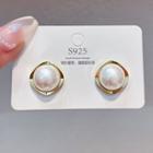 Faux Pearl Alloy Earring E0058 - 1 Pair - White - One Size