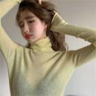 Turtleneck Long-sleeve Knit Top / Cable Knit Sweater