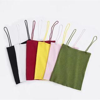 Plain Spaghetti Strap Ribbed Top