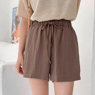 Drawstring Textured Shorts