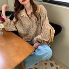 Long-sleeve Floral Print Loose-fit Shirt