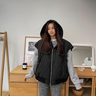 Hooded Quilted Zip-up Vest