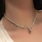 Droplet Alloy Pendant Freshwater Pearl Choker White & Silver - One Size