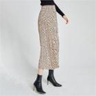 Accordion-pleats Chiffon Leopard Skirt