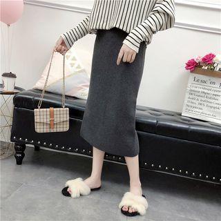 Plain Ribbed Knit Skirt