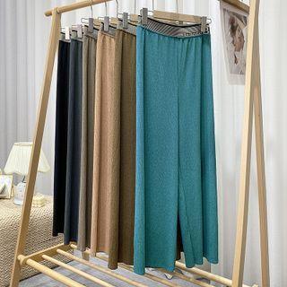 Plain Lettering Ruched Straight Leg Pants