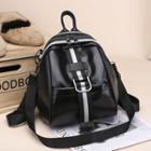 Retro Color Block Strap Accent Buckled Backpack