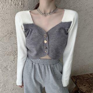 Paneled Cropped Cardigan
