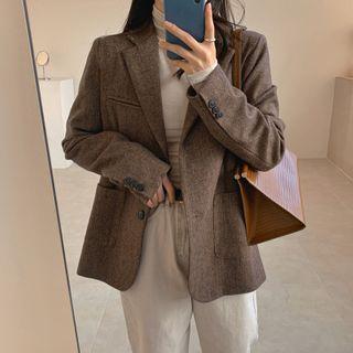 Pocket-detail Herringbone Jacket