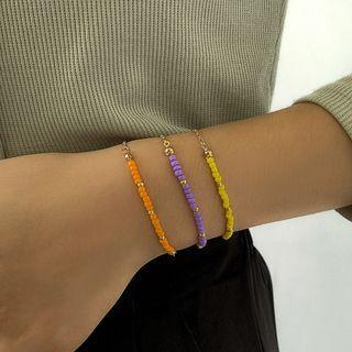 Set Of 3: Bead Bracelet 2539 - Gold - One Size
