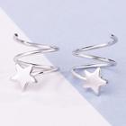 925 Sterling Silver Star Spiral Earring 1 Pair - Star - Silver - One Size
