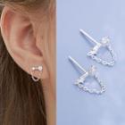 925 Sterling Silver Rhinestone Chain Loop Earring Platinum Plated - One Size