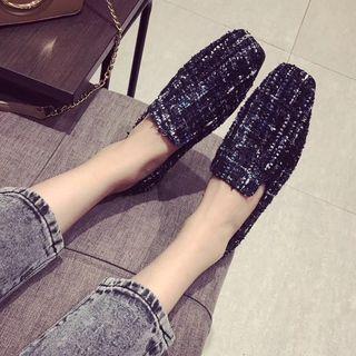 Square-toe Tweed Flats