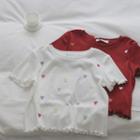 Heart-embroidered Ruffled T-shirt