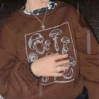 Long-sleeve Crew-neck Mushroom Print Sweater