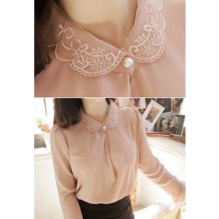 Lace-collar Chiffon Top