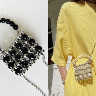 Metal-ball Linked Mini Hand Bag With Strap