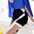 Asymmetric-hem Contrast-color Skirt