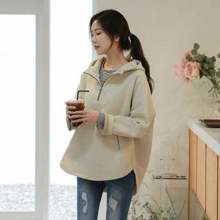 Wool Blend Oversized Anorak Hoodie