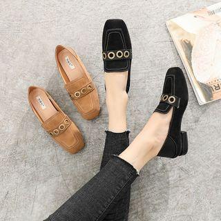 Square Toe Metallic Ring Loafers