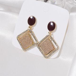 Rhinestone Square Drop Earrings As Shown In Figure - One Size
