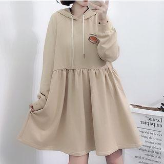 Embroidered Hooded A-line Dress Almond - One Size