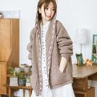 Stitch Detail Chunky Knit Hooded Long Cardigan