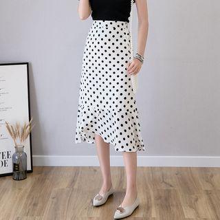 Asymmetric Polka Dot Midi Dress
