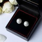 925 Sterling Silver Rhinestone Faux Pearl Stud Earring 1 Pair - 925 Silver - Stud Earrings - One Size