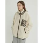 Snug Club Leopard-panel Fleece Jacket Ivory - One Size