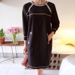 Round-neck Embroidered-detail Dress