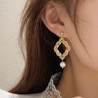 Cutout Alloy Faux Pearl Dangle Earring 1 Pair - Gold - One Size