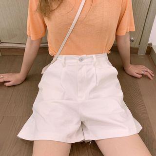 Solid Color Denim Shorts