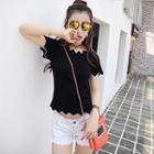 Scallop Trim Short-sleeve Knit Top