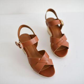 Cross-strap Wedge-heel Sandals