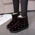 Heart Embroidered Short Snow Boots
