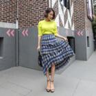 Tiered Checked Long Skirt